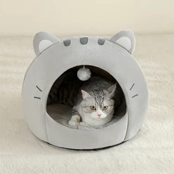 Super Cat Bed Warm Pet House Kitten Cave Cushion Cat House Warm Sleeping Dog Basket Tent Small Dog Mat Supplies Bed For Cats