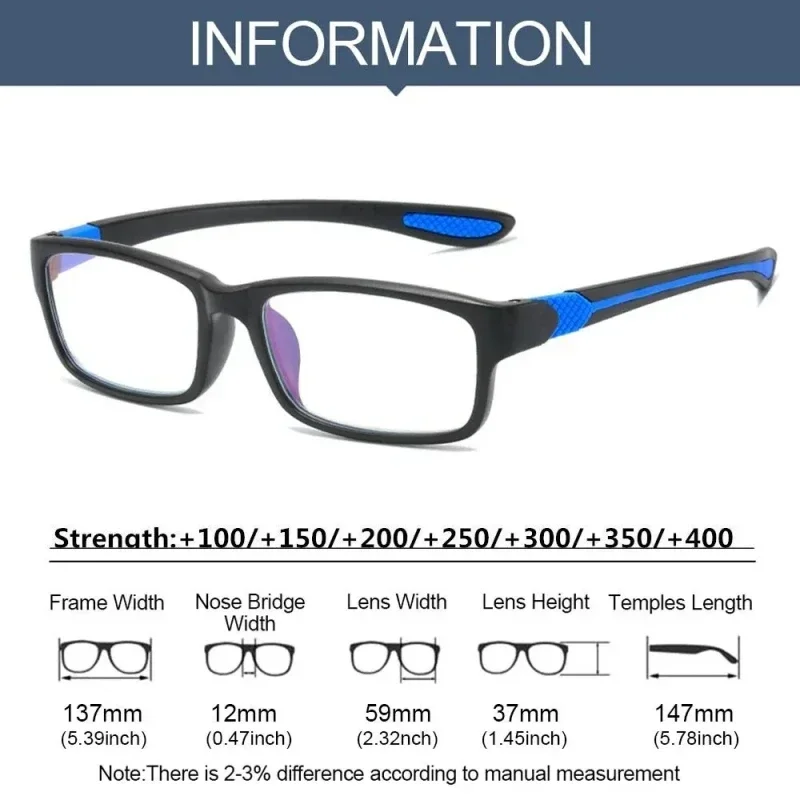 Square Frame Multifocal Reading Glasses Men Women Near and Far Progressive Eyeglasses Vintage Blue Light Blocking Presbyopia 6