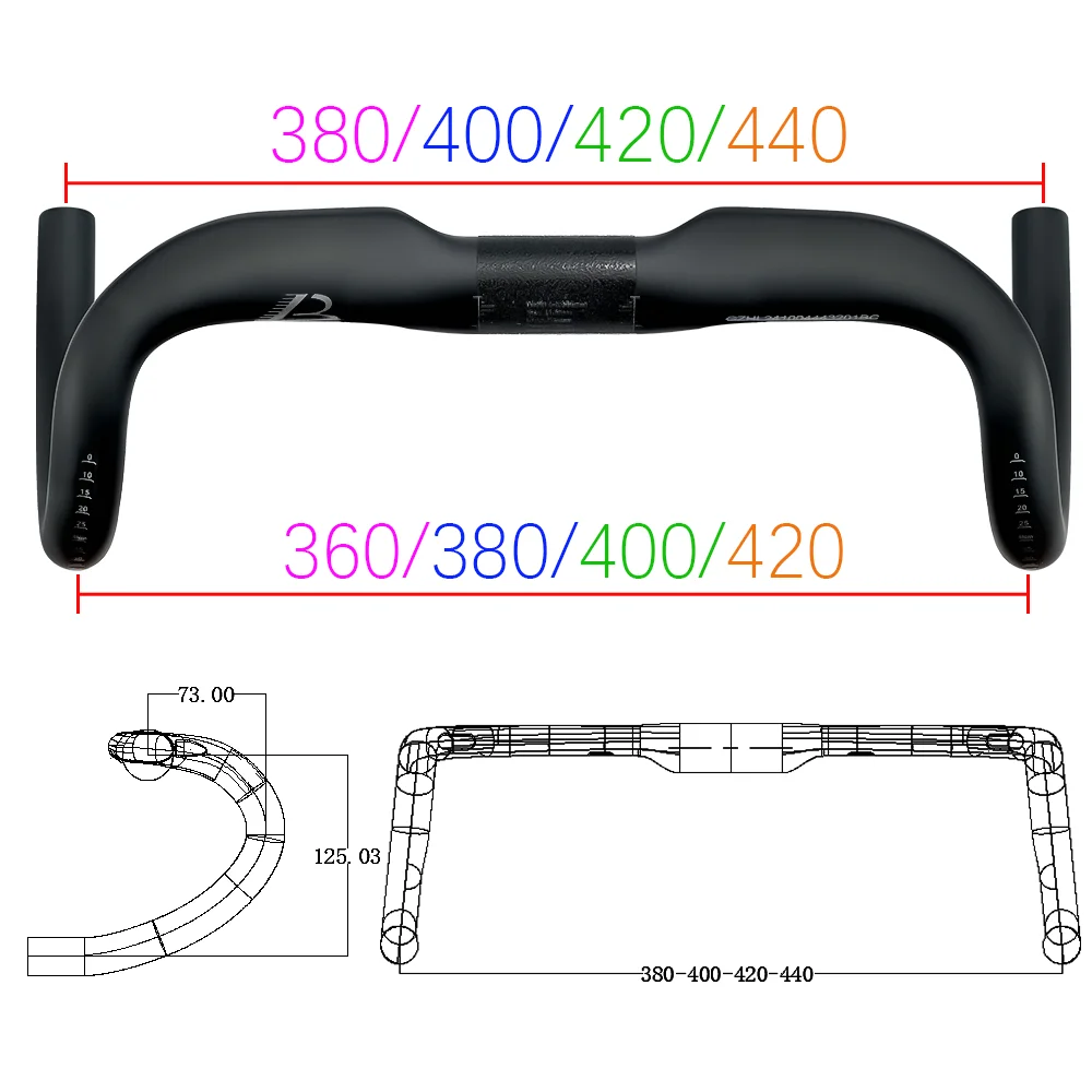 BALUGOE RTB18 Carbon Road Bike Handlebars Matte Black Ergonomic