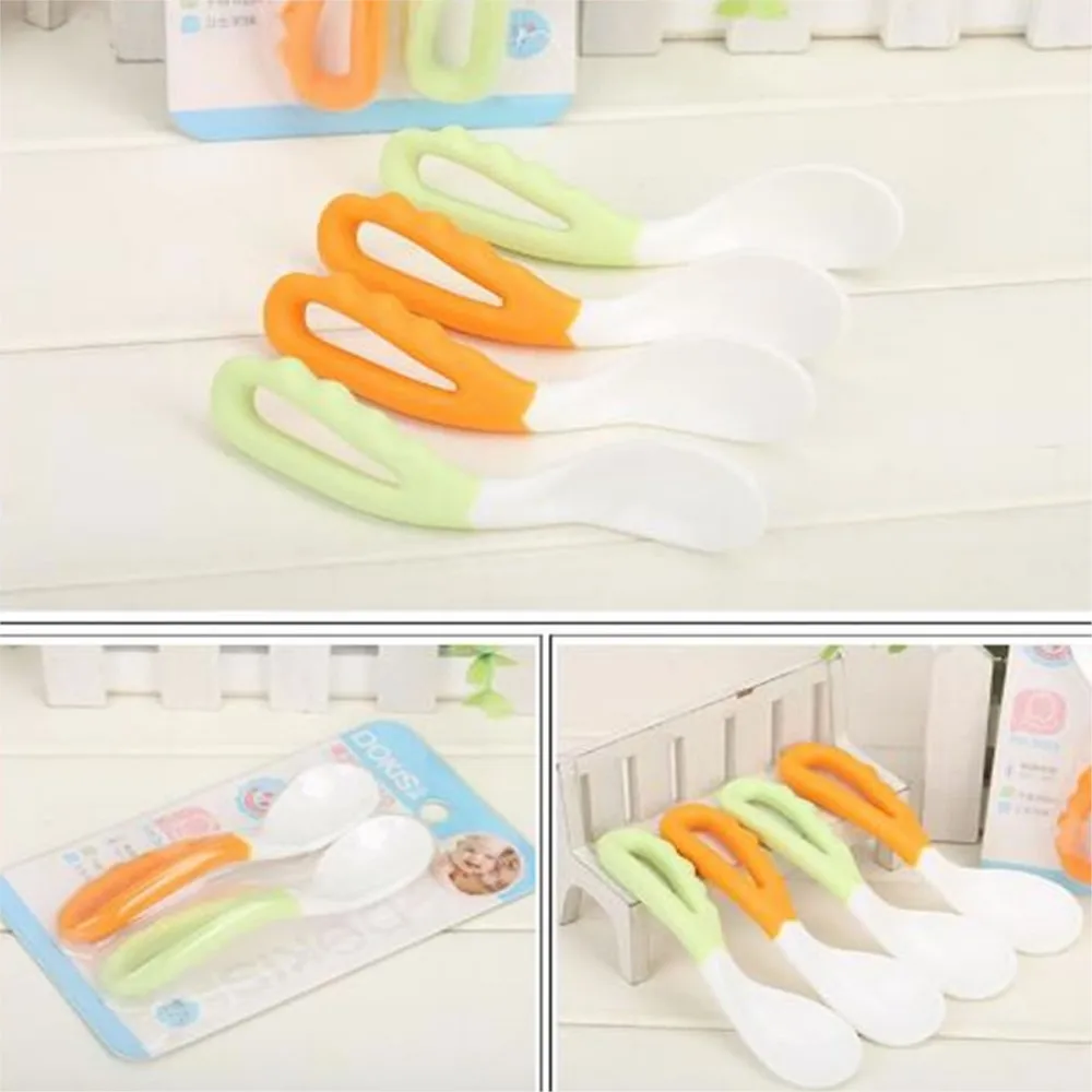 Baby food supplement feeding spoon children's products curved handle easy to grasp children tableware baby diet training