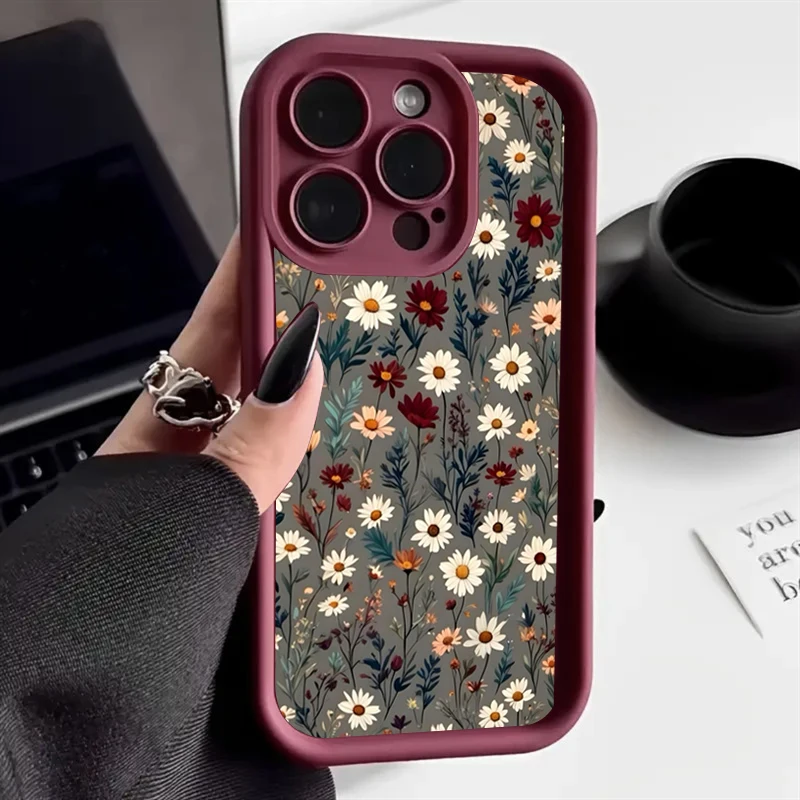Charming Floral Shockproof Silicone Phone Case - Soft Cover in Cute Flower Design