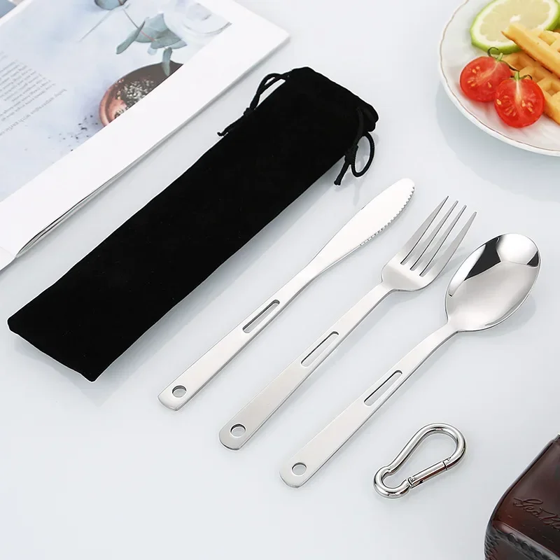 Tableware Outdoor Household Frosted Knife and Fork Spoon Chopsticks Travel Camping Portable Knife and Fork Set Stainless Steel