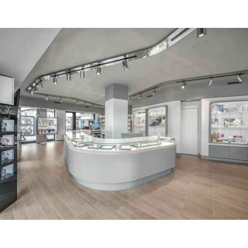 

Custom. jewelery window display jewelery counter design Front Desk Counter jewelry Showcase