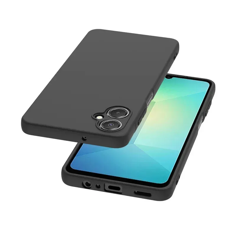 Galaxy A06 Black Matte Silicone Phone Case - Slim TPU Soft Back Cover Bumper