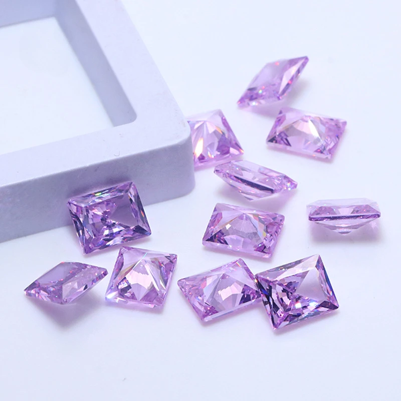 

Violet rectangular right angle Radian cut zircon wholesale 5A quality 8 * 10mm synthetic gemstone