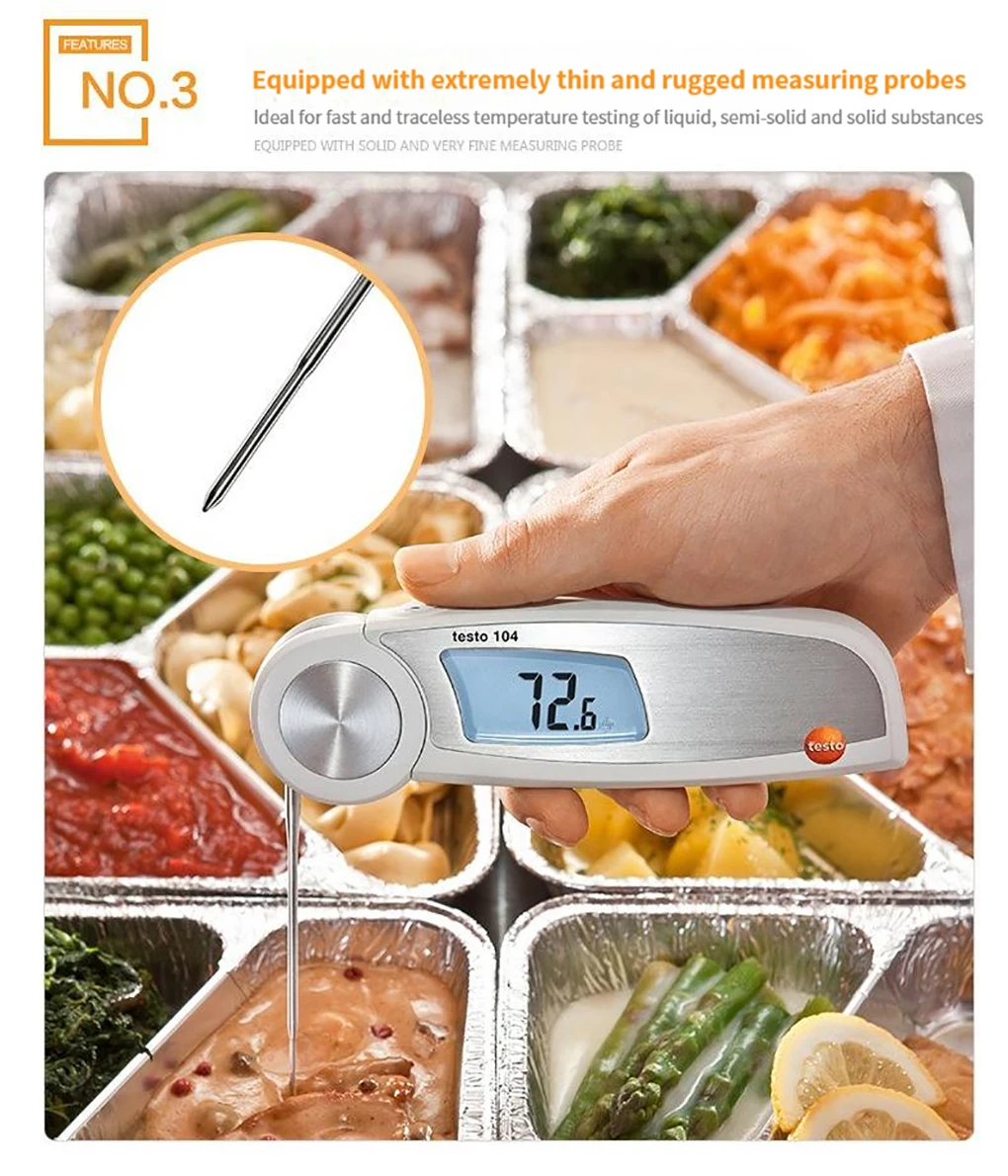 Testo 104 Folding Food Thermometer High Precision Waterproof Digital Thermometer