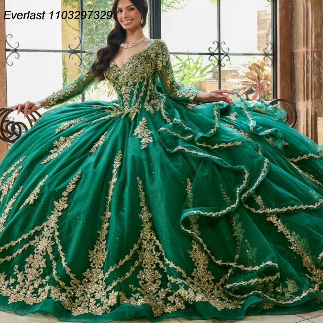 EVLAST personalizado verde Vestido para quinceañeras Vestido De