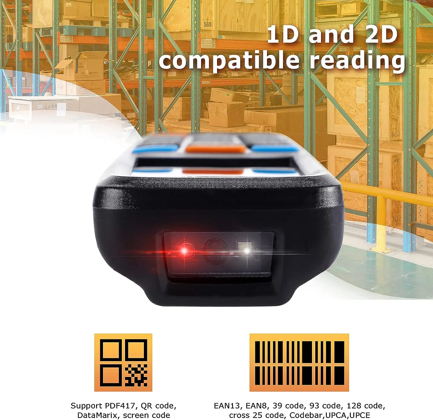 JRHC Wireless 2D Inventory Scanner QR Barcode Scanner Data Collector Portable Data Terminal Inventory Device 2.8" LCD Screen