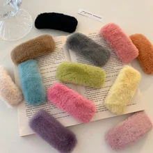 

2022 INS Fashion Plush Faux Rabbit Fur Hairpins Women Girls Hair Clips Pins Accessories Barrettes Hairclip Ornaments Headdress