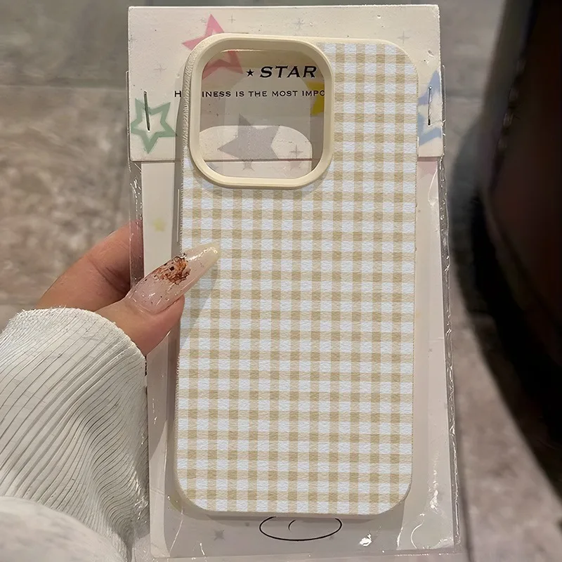 Elegant Lychee Texture Striped Grid Silicone Phone Case