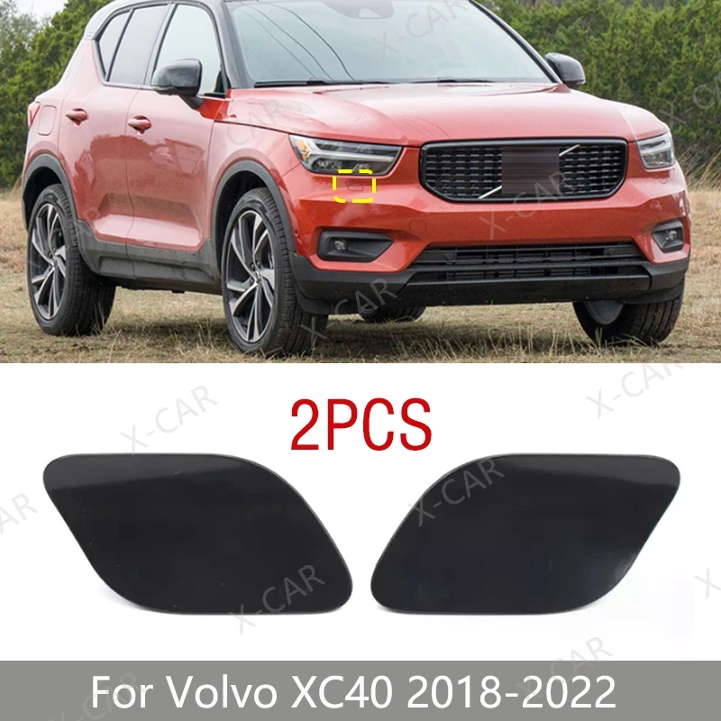 2PCS For Volvo XC40-Front Bumper Headlight Headlamp Washer Nozzle Cover Lid Water Spray Jet Cap 39848102 339848116
