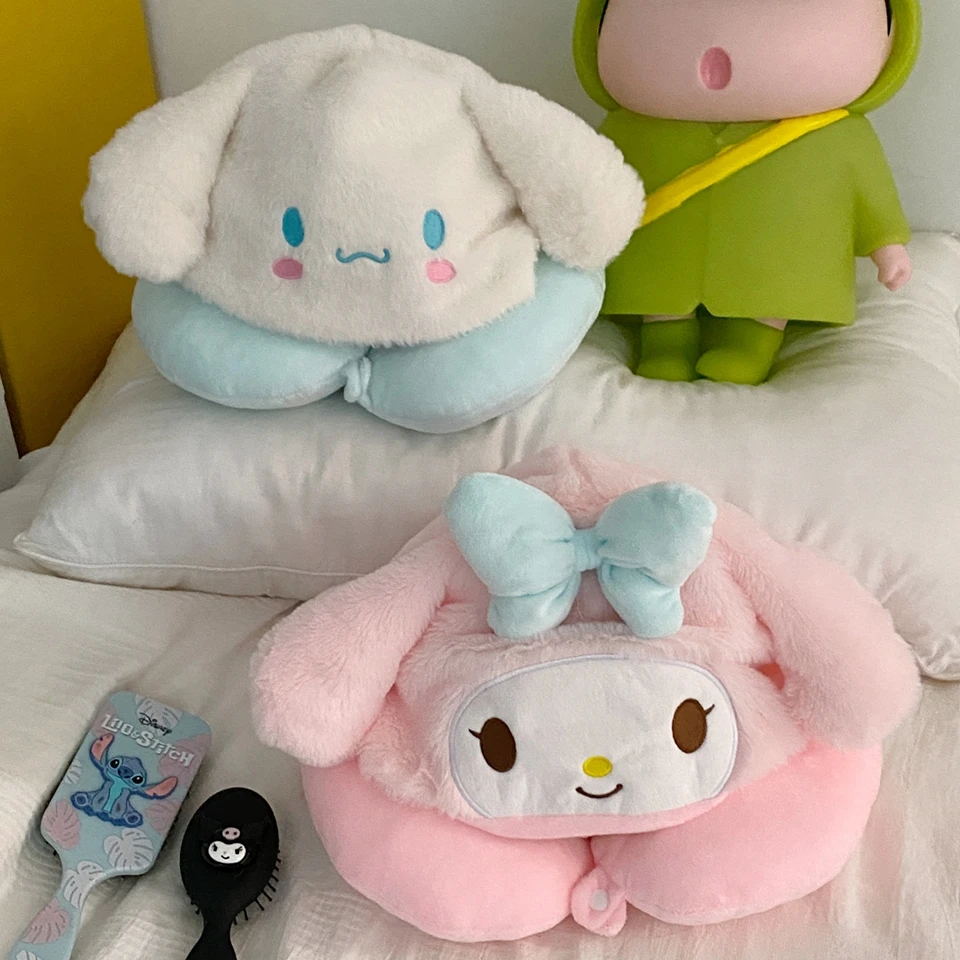 Cartoon My Melody U-shaped Hooded Neck Pillow Cinnamoroll Travel Blackout Nap Pillow Office Japanese style Pillow With Hat 3