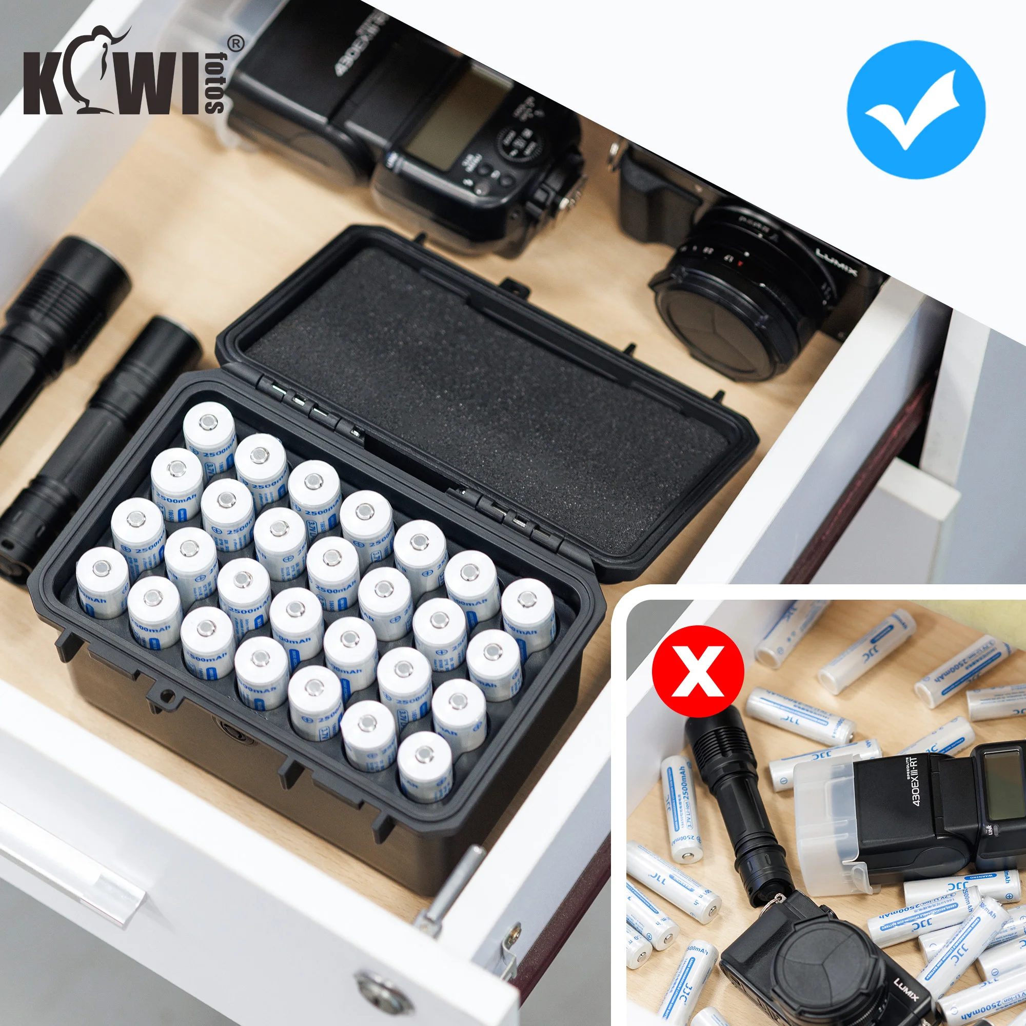AA/AAA Batterie-Organizer – Aufbewahrungsbox Aus PLA+, Für 10-12 AA Oder 22-24 AAA Batterien, Braun