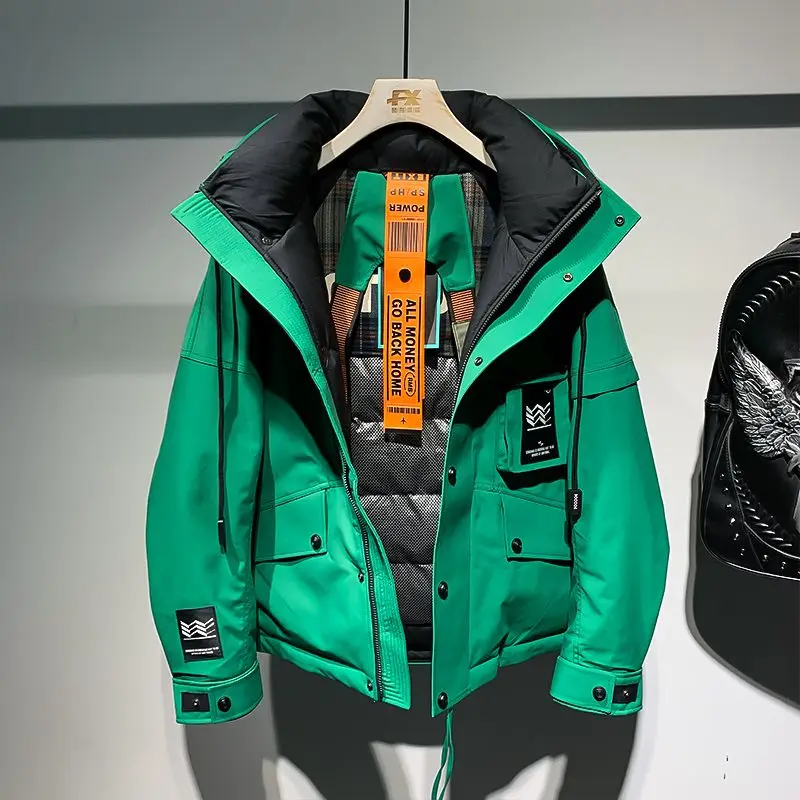 Winter Coat Luxury Men Jacket Warm Thick Parkas Hooded Cargo Puffer Jacket High-end Multi-pocket Windproof Outdoor Windbreaker