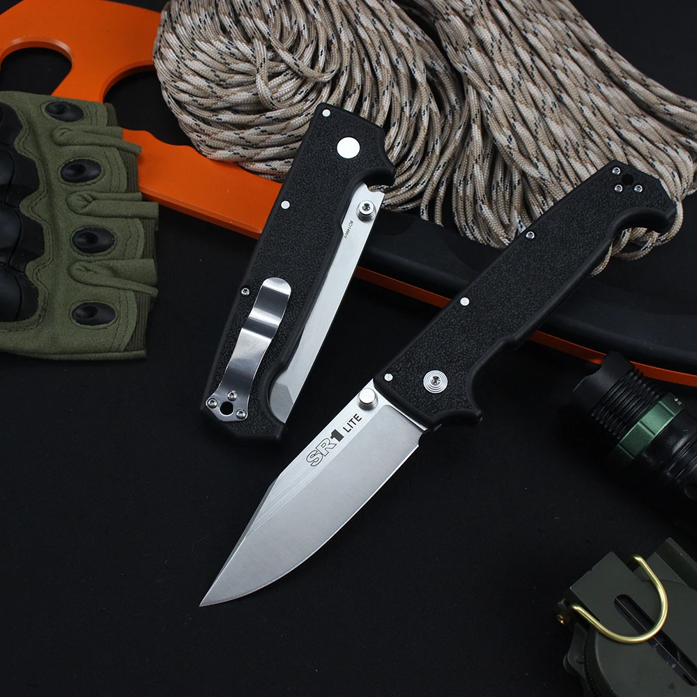 New Cold SR1 Lite Folding Knife 8Cr14MoV Steel Blade EDC Military Ttactical Survival Hunting Utility Pocket Knives for Men Knife 3