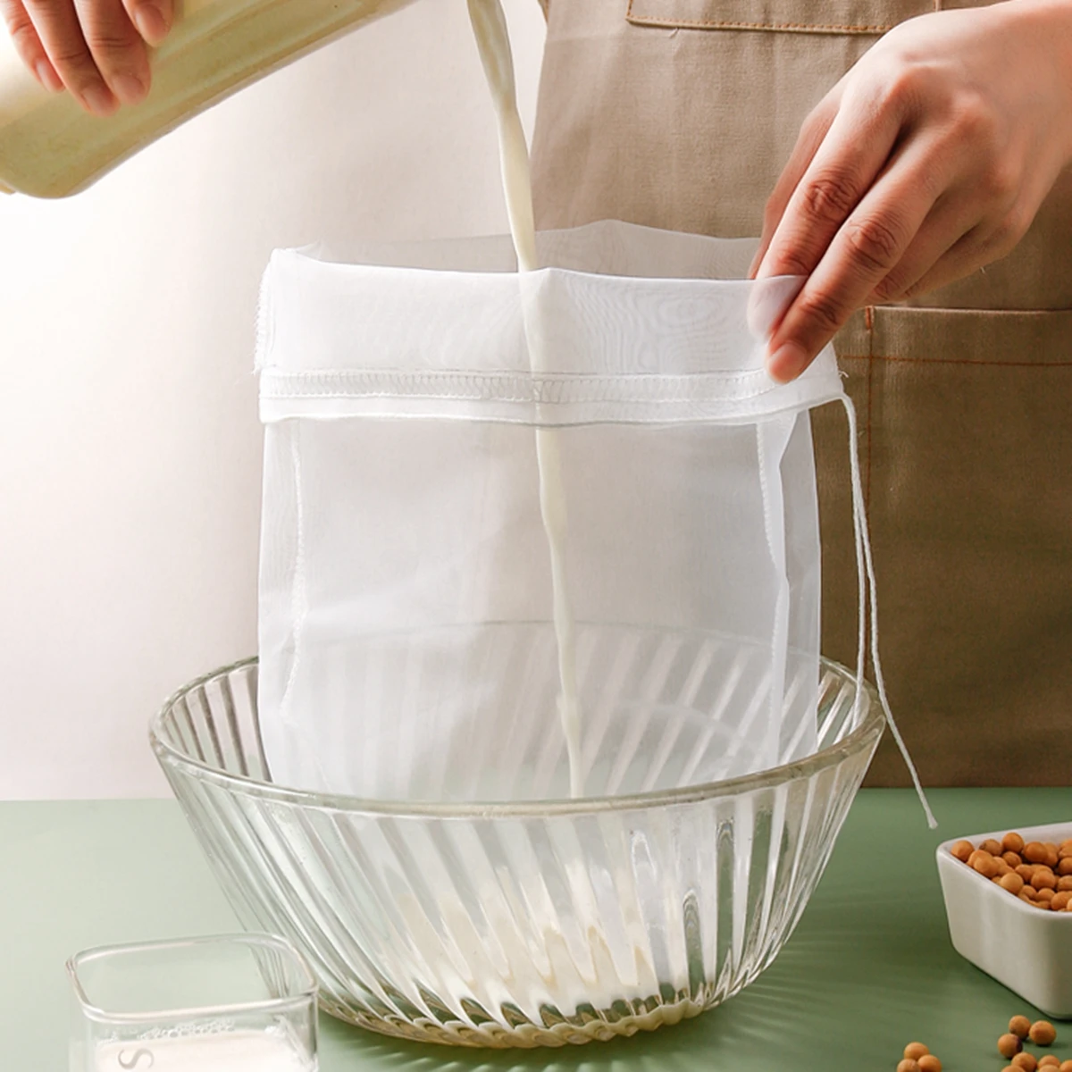 8 Sacs Filtrants En Nylon - 20x30 Cm | Pour Lait Végétal, Jus, Café | Réutilisables, à Cordon Coulissant