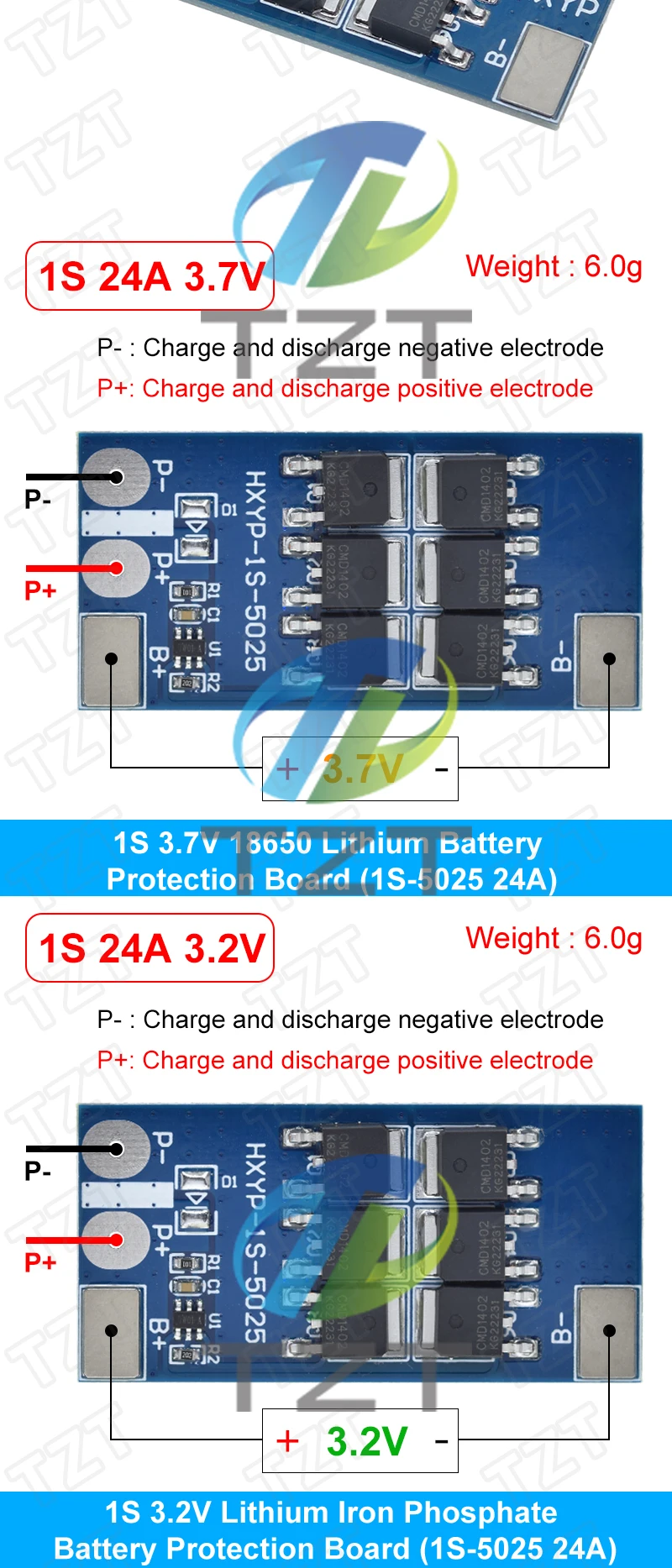 Tzt 1s 3,2 v 3,7 v 24a lifepo4 Li-Ionen-Lithium-Batteries chutz platine bms pcb pcm Cell Pack Überladung Über entladung schutz – Detail 5