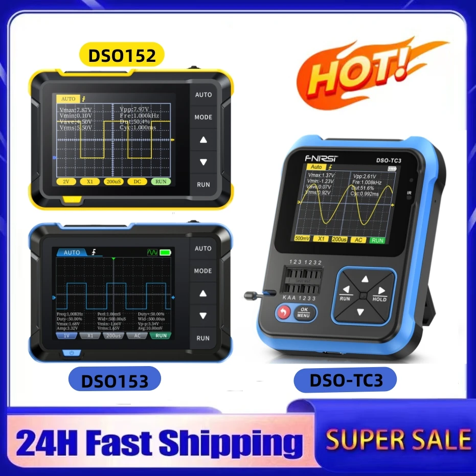 FNIRSI DSO152 TC3 Handheld Digital Oscilloscope With 200KHz/500kHz Bandwidth Supporting LCR Detection Signal Generator PWM Outpu