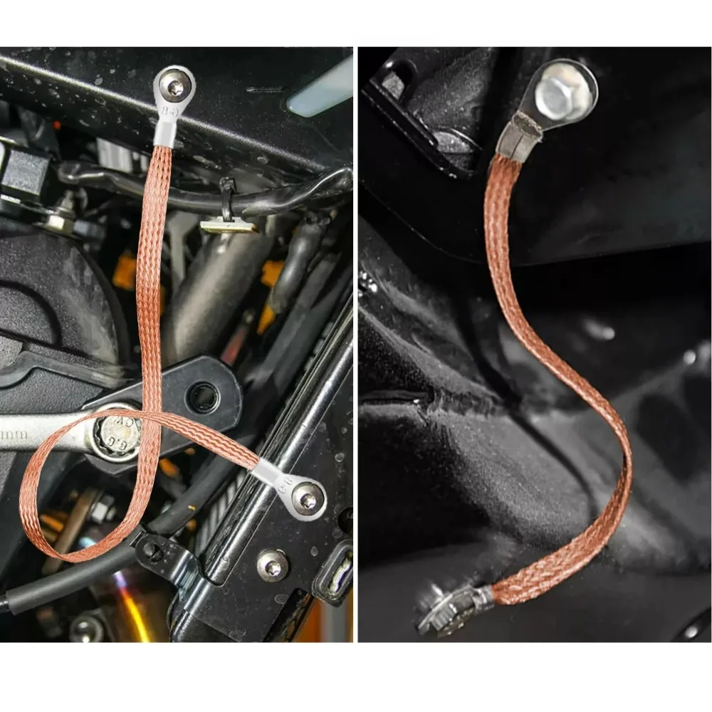 6-Piece Durable Flexible Grounding Lead Wire Set with Copper Clad Flat Braid