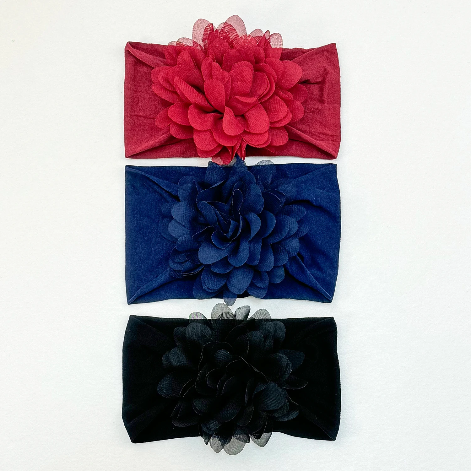 3PCS Chiffon Flower Headbands Elastic Headbands for Baby Newborn Girl Children Turban Infant Flower Headband Hair Accessories 4