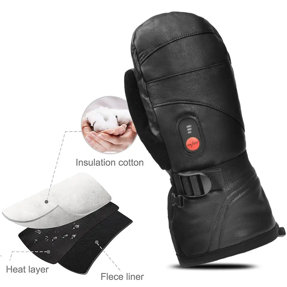 Mitten Heated Gloves Touch Phone Waterproof Skiing Gloves Men Women 4