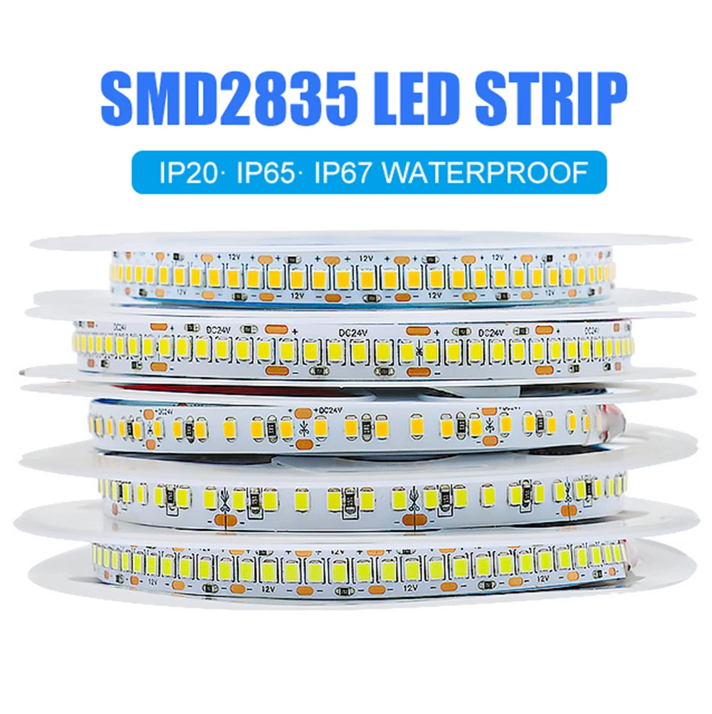 

СВЕТОДИОДНАЯ лента SMD 2835, 12 В постоянного тока, 24 В, Светодиодная лента s IP65 IP67, водонепроницаемая светодиодная лента, гибкая лента, приглушаемая лампа для декора комнаты