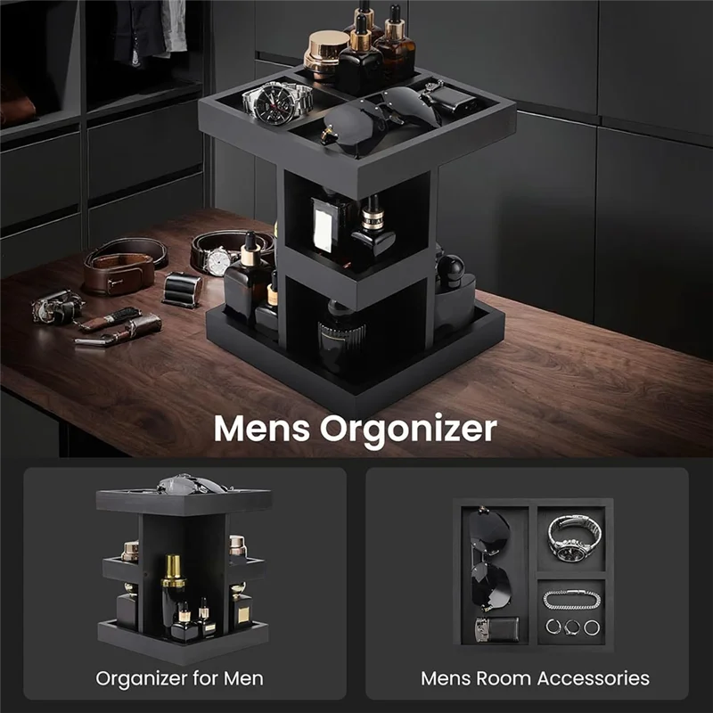 Hot Trend-For Men's Cologne Organizer 3 Tier Large Capacity Wood Perfume Gift 3