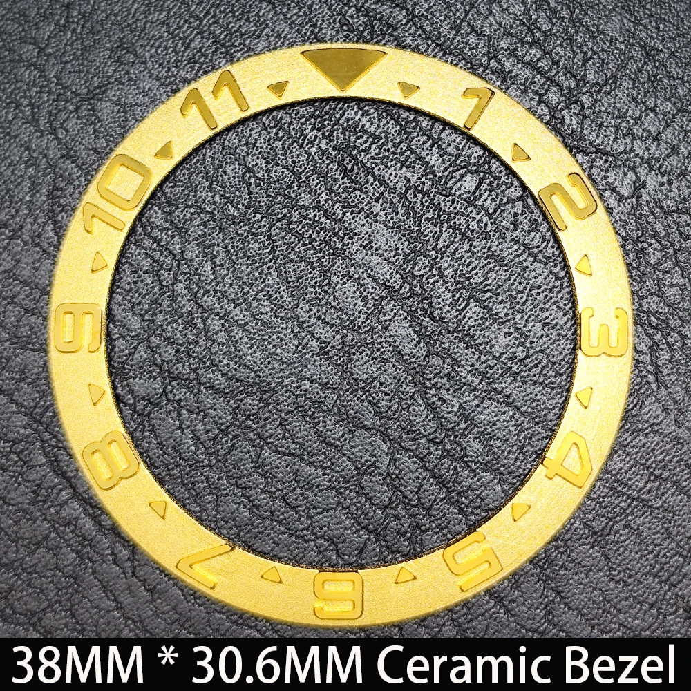 Elegant Blue Luminous Bezel GMT and Diving Watch Insert, Sloping 38mm x 30.6mm Ceramic/Aluminum
