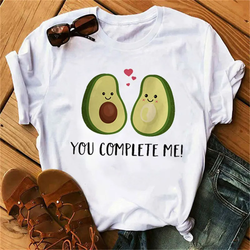 

Women Casual Graphics Avocado Avocado Short-sleeved Shirt Women Summer T-shirt New Hot Sale Printed Kawaii Cartoon T-shirt