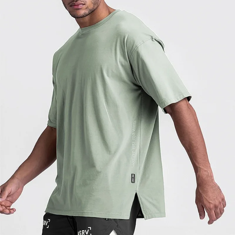 T-shirt da palestra da uomo ad asciugatura rapida Traspirabilità Patchwork T-shirt sportiva a maniche corte Camicia fitness Abbigliamento sportivo da allenamento