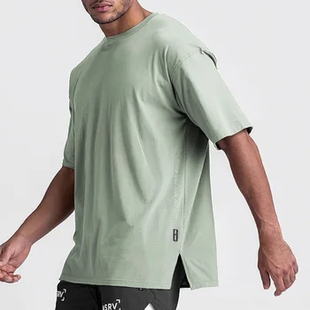 T-shirt da palestra da uomo ad asciugatura rapida Traspirabilità Patchwork T-shirt sportiva a maniche corte Camicia fitness Abbigliamento sportivo da allenamento