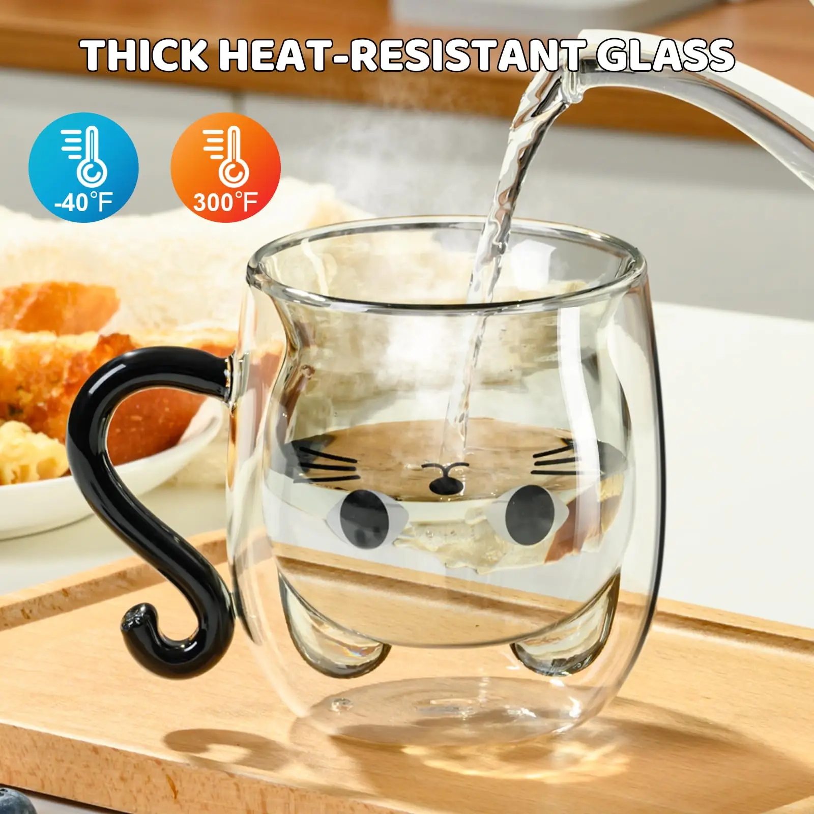 Double-Wall Insulated Cat Glass Mug