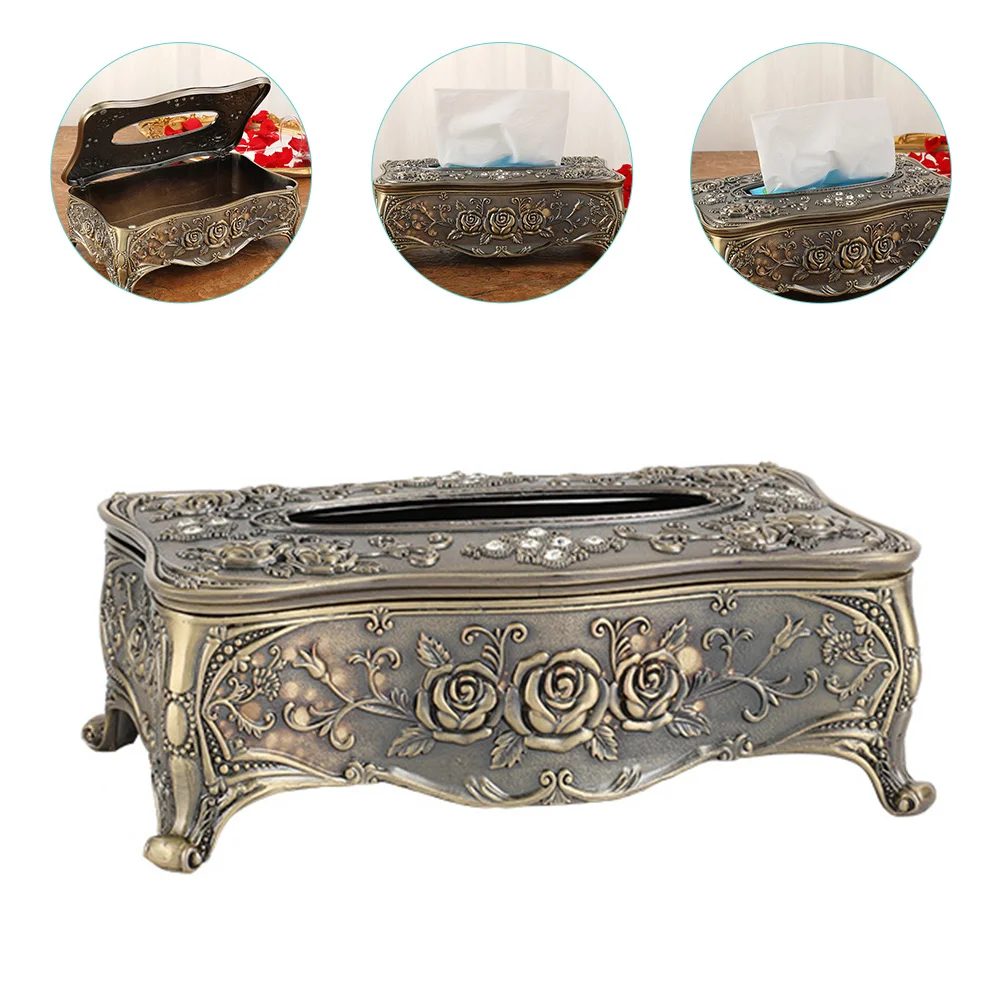 

Vintage Tissue Box Elegant Style Holder Wipes Dispenser Gold Decor Case Car Container Paper Towel Decorate Home