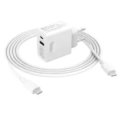 GaN 67W USB C Fast Charger with Durable Braided Cable (67W USBC USBA)