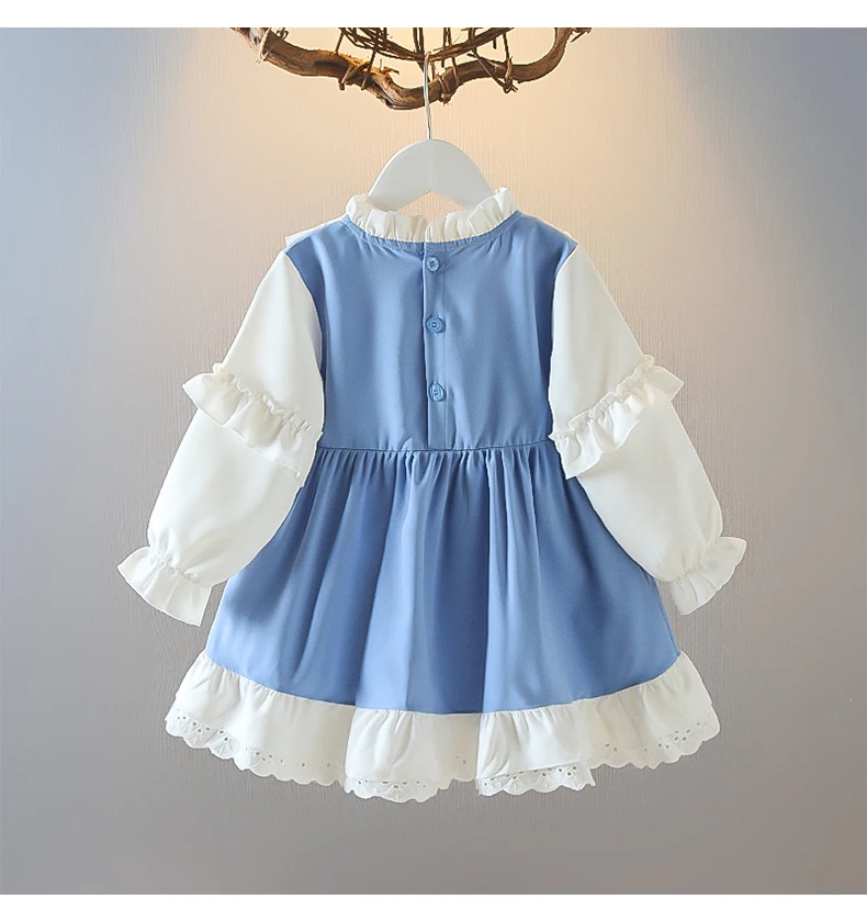 2022 Spring Summer Girls' Dress Lolita Style Blue Bow Pleated Dress Baby Princess Dress for Ages 1 2 3 4 Yeal baby boy dress