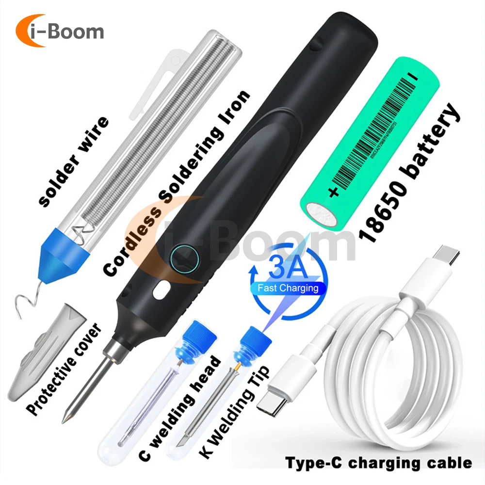 

Portable Wireless Electric Soldering Iron Precision Component Welding Maintenance Tool 3-Speed Temperature Controlled