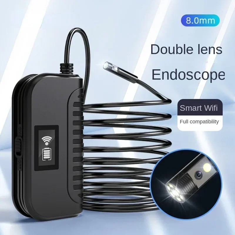 WiFi high-definition dual-lens endoscope, waterproof camera, turning industrial pipeline inspection, auto-focus endoscope