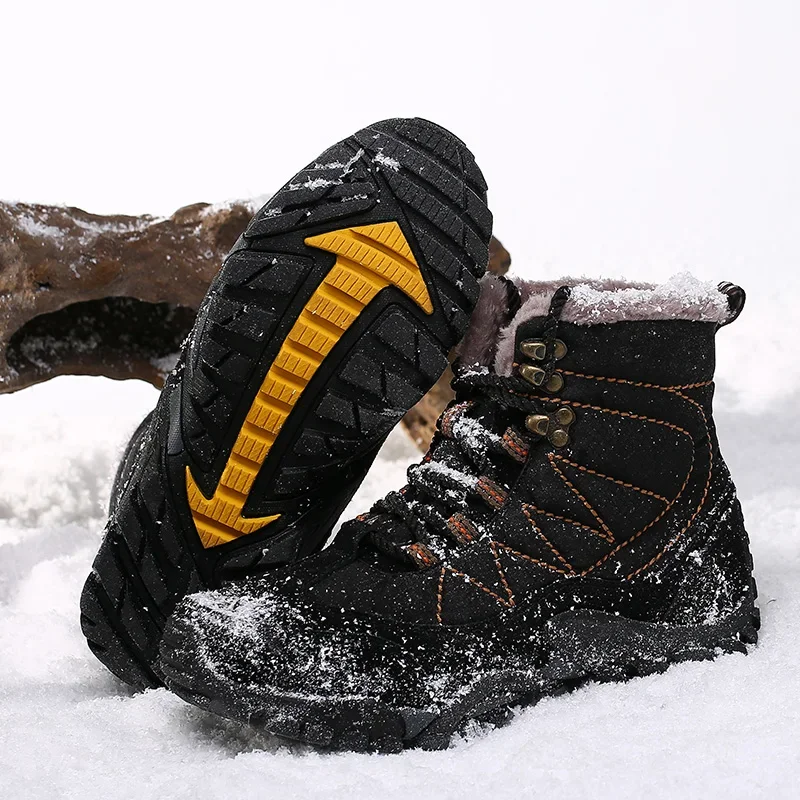 

Hot Selling Men's Outdoor Hiking Shoes Europe America Winter Snow Boots Warm Plush Men's Casual Shoes Trend Blue Free Delivery