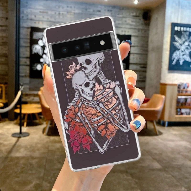 Red Love Skeleton Diagram Transparent Silicone Phone Case Cover