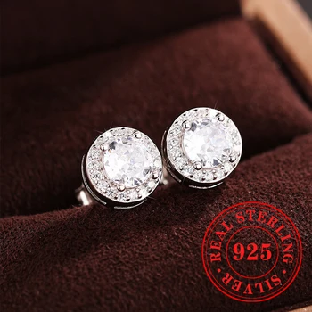 CAOSHI Luce di Lusso Stile 925 Sterling Silver Orecchino Della Vite Prigioniera Brillante Bianco CZ Temperamento di Modo Dei Monili Delle Donne Gioielli Da Sposa 1