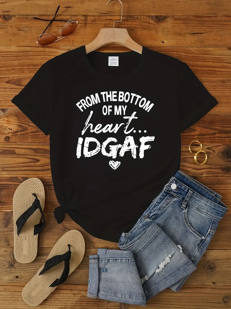 

Summer, Women's Clothing Slogan Print Crew Neck T-Shirt, Casual Short Sleeve T-Shirt For Spring &