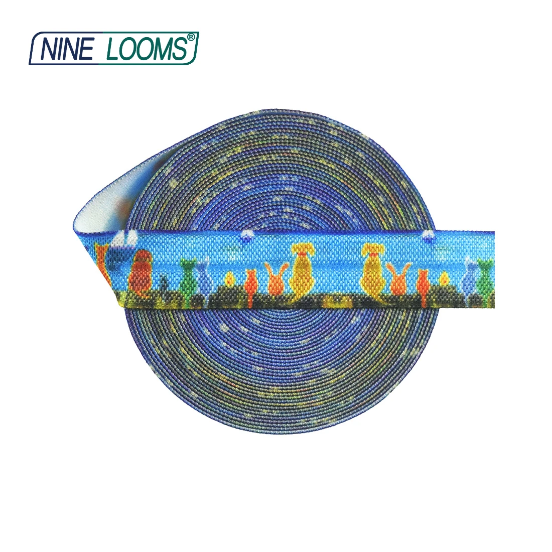 Neun Webstühle drucken Falte über elastischen Feind 5/8 "15mm Einhorn Hund Katze Schmetterling Cartoon Spandex Band Haar gummi Näh besatz 2 5 10 Yard – Detail 13