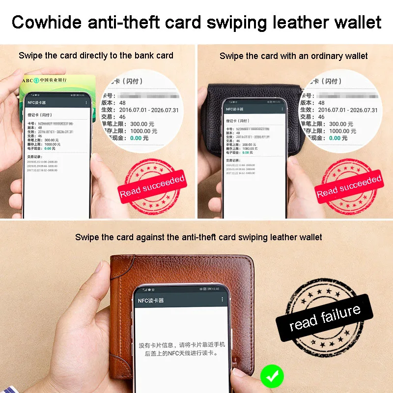 Leather wallet card bag for men Short new large capacity anti-theft card multi-function retro horizontal ID card wallet wallet