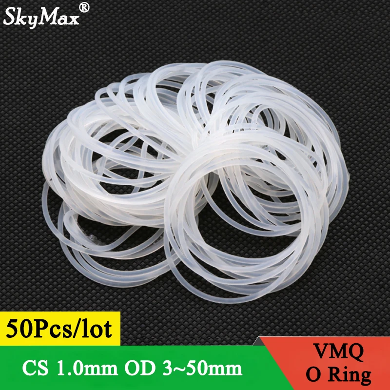 50pcs Vmq O Ring Seal Gasket Thickness Cs 1mm Od 3 50mm Silicone Rubber Insulated Waterproof Washer Round Shape White Nontoxic Gaskets Aliexpress