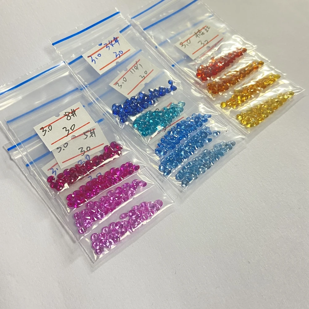 Meisidian 5A Quality 13 Color Brilliant Round 3mm Lab Rainbow Sapphire Loose Gemstone Ring Making
