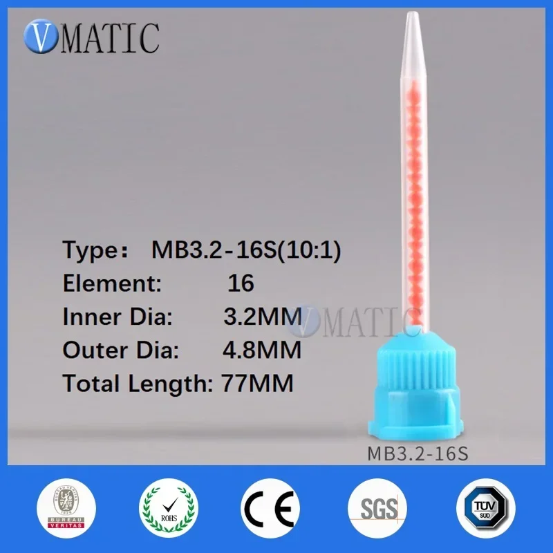 Factory Sell MB3.2-16S 10:1 Ratio Pointed Flat Head Mixing Tube Nozzle Mixture Overhead Mixers Static Mixer