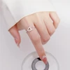 WYEAIIR 925 Sterling Silver Sweet Romantic Openwork Zircon Two Hearts Resizable Opening Ring For Women Luxury Jewelry 2