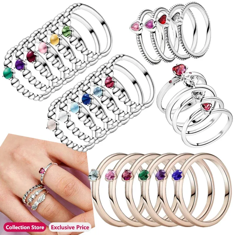 Authentic S925 Sterling Silver Creative December Star Stone Women's Birthday Ring with High Quality DIY Fashion Charm Jewelry new hot selling 925 silver original women s brilliant polishing line ring with three ring spiral ring fashion diy charm jewelry