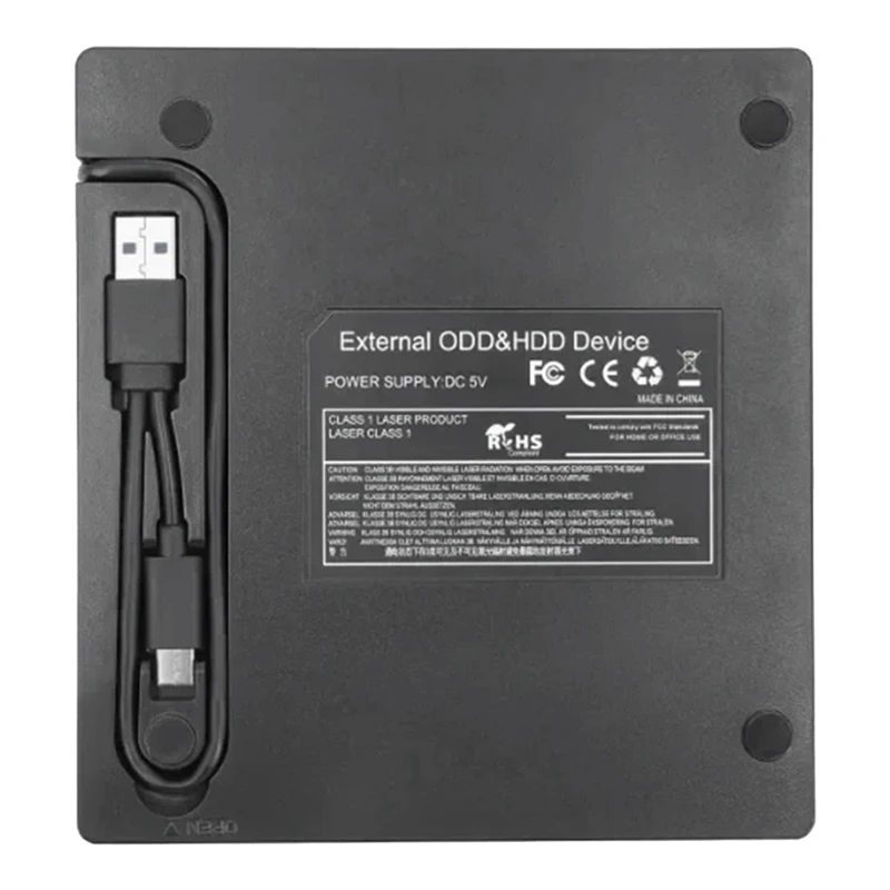 1 Piece 7-In-1 External CD/DVD Drive Burner Black Plastic With SD/TF & USB3.0 Slots Optical Drive For PC Laptop