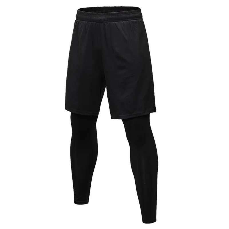Men Cycling Tights Fitness Sport Leggings 2-in-1 Running Sweatpants with Pocket Gym Trousers Quick Dry Bottoms Jogger Sportswear